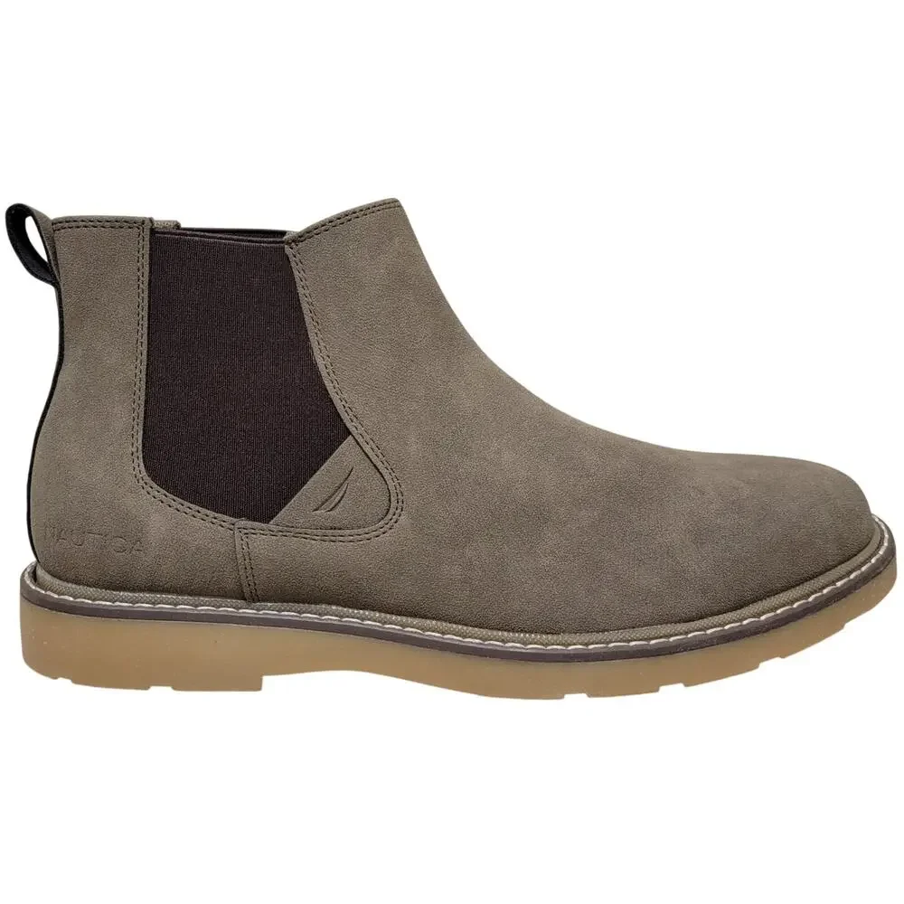 Nautica Men Grandt Casual Chelsea Boots Size US 10 Mushroom Brown Faux Leather